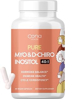 Vegan Myo-Inositol & D-Chiro Inositol Supplement for Women - PCOS Relief, Hormonal Balance, Ovarian Support, Ovulation Support Supplement - Ideal Ratio 40:1-90 Cap - Fertility Supplements for Women