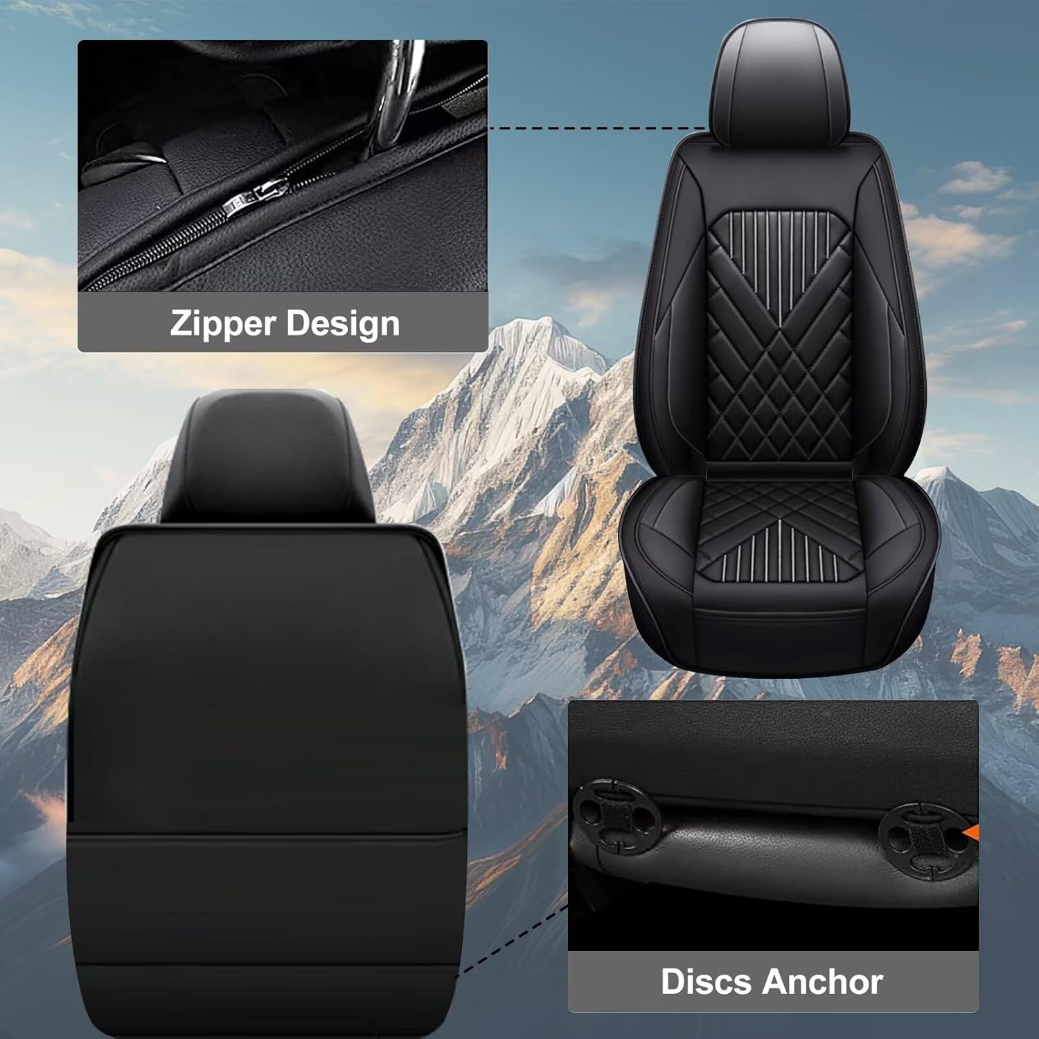 2PCS Car Seat Covers Fit for Chevy/Chevrolet Colorado 2015-2024 2025 2026 LT Z71 Work Truck ZR2 Trail Boss Front Seat Covers Waterproof Automotive Seat with Airbag Compatible(2 Front Seat,Black)