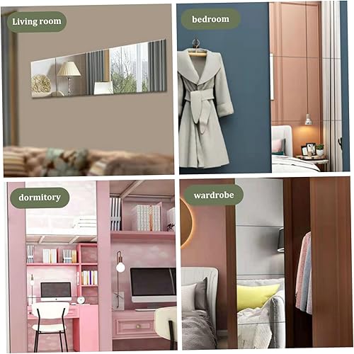 Miniatura 6 de Laqerjc Espejo de cuerpo completo para pared de 11.81 x 11.81 pulgadas, 4 piezas, espejo acrílico montado en la pared, autoadhesivo, sin marco,