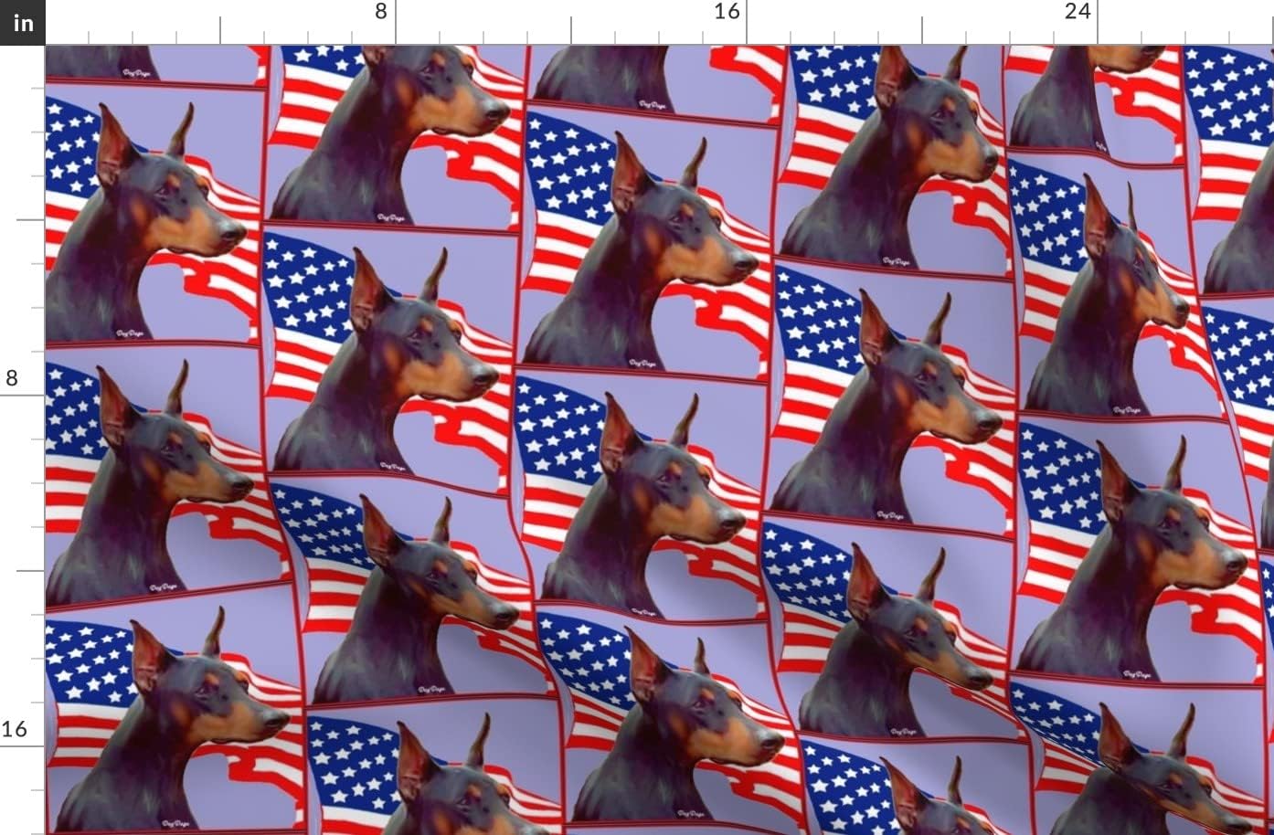 Spoonflower Fabric - Doberman Pinscher Flag Dogs Flags Red White Blue Stars Stripes Printed on Organic Cotton Sateen Fabric by The Yard - Sewing Quilting Apparel Home Decor