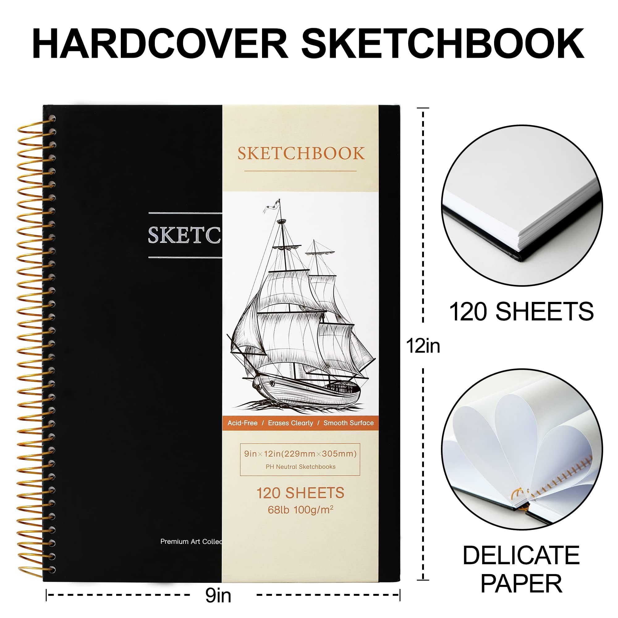 Yoment 9"x12" Hardcover Sketchbook - 120 Pages -3 Yoment 9"x12" Hardcover Sketchbook - 120 Pages -3