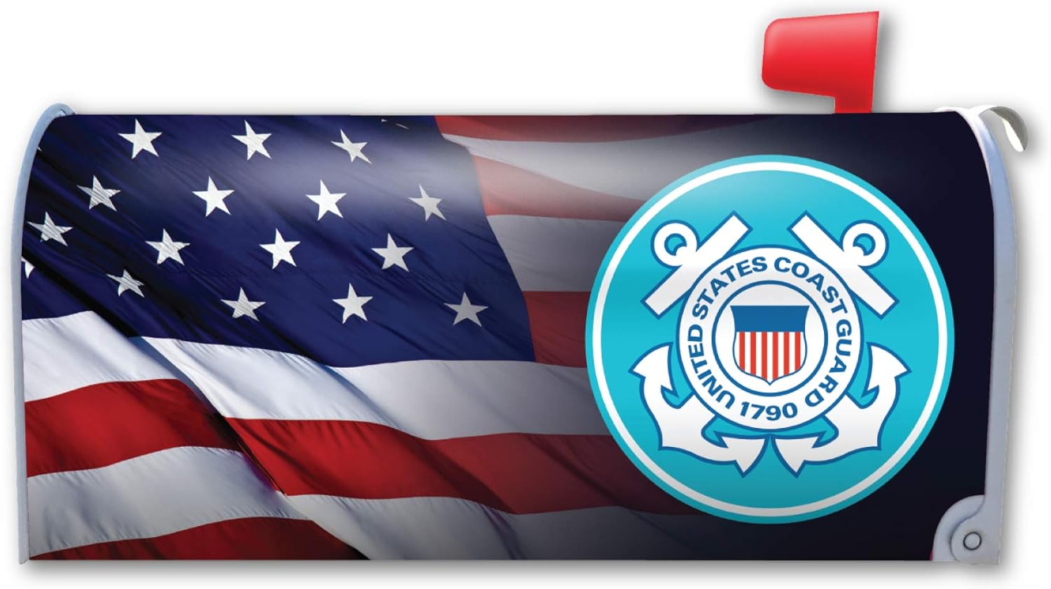American Flag Coast Guard Mailbox Cover Magnet By Magnet America is 18.375" x 21" Made for Metal Mailboxes