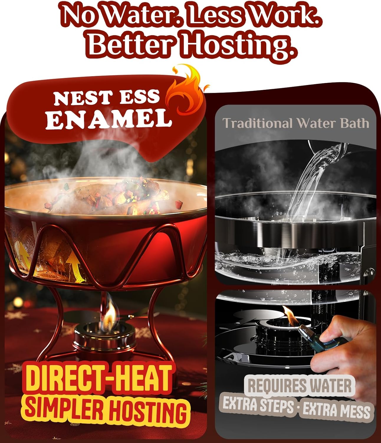 Chafing Dishes for Buffet 4 Pack, [Enameled, Redefined] Food Warmers for Parties Buffet [Water-Free Heating Design] 7QT Chafing Dish Buffet Set, Buffet Servers and Warmers for Any Party - Image 3