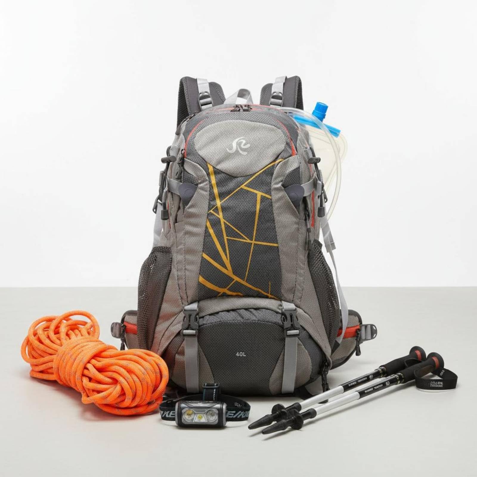 MERIGLARE Wanderrucksack Outdoor Hiking Pack Rucksack Tagesrucksack Trekkingrucksack Reiserucksack 40L Strukturierter Aufbau Mehrere Fächer Fronttasche, Grau, Grau