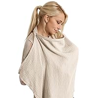 Vista 1 de Cubierta de muselina de algodón para lactancia materna, transpirable y suave, cubierta de lactancia materna con cuello de arco para mamá y bebé