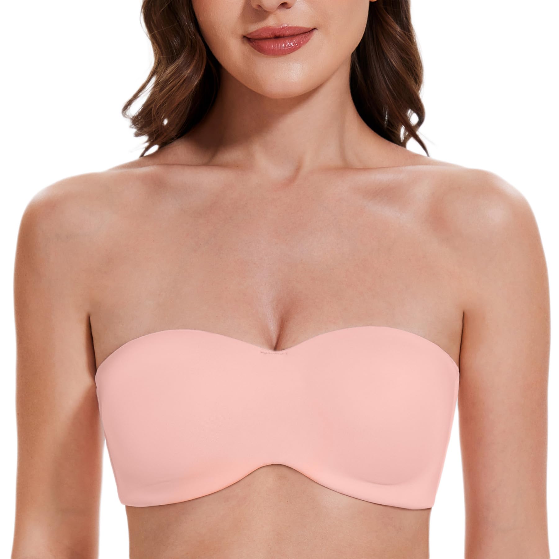 MELENECA Women's Strapless Minimizer Multiway for Large Bust Unlined Seemless Underwire Bandeau Bra Blush 34A