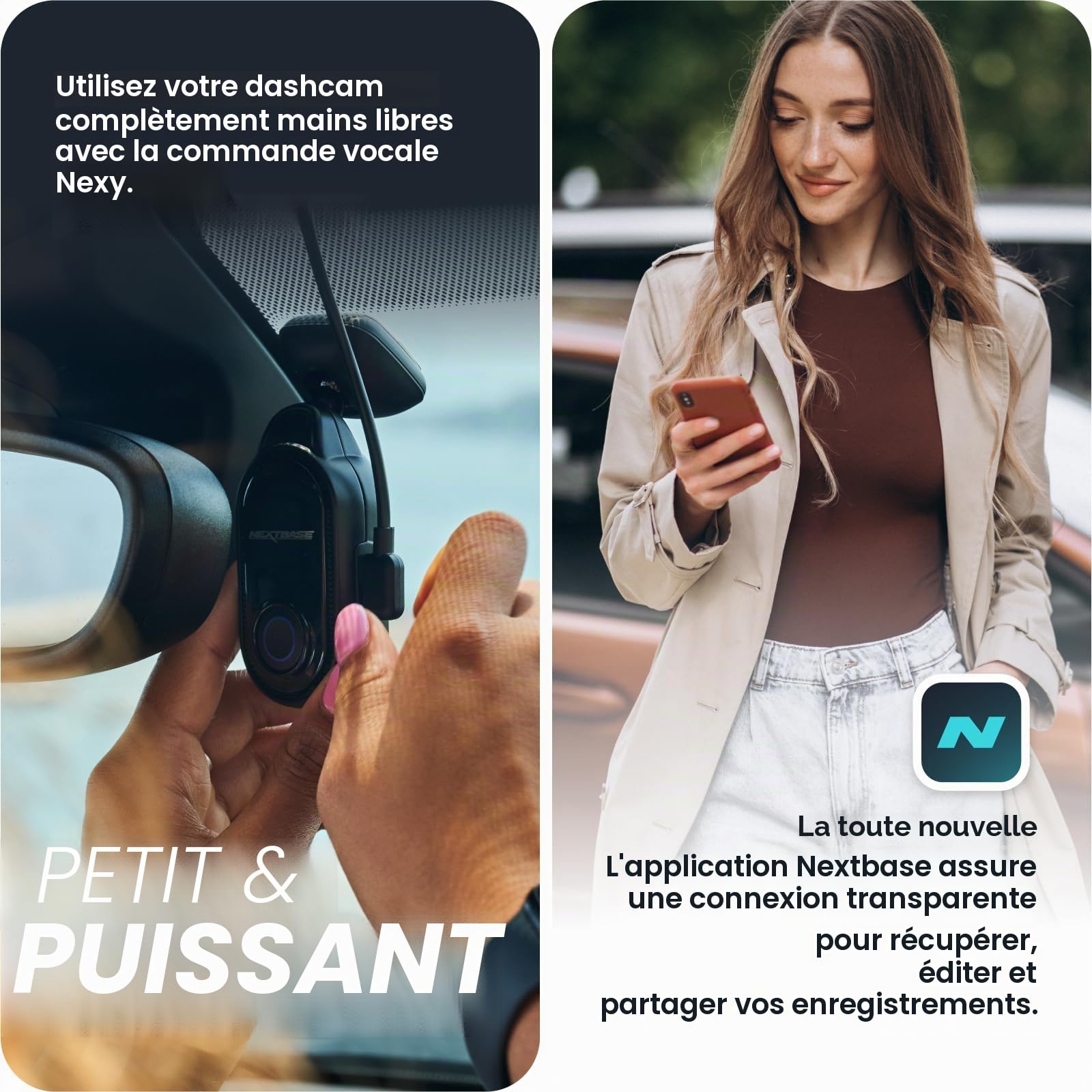 Nextbase Piqo Caméra embarquée 2K+SD 32Go | Caméra de voiture compacte QHD sans écran | Surveillance du stationnement et enregistrement en boucle