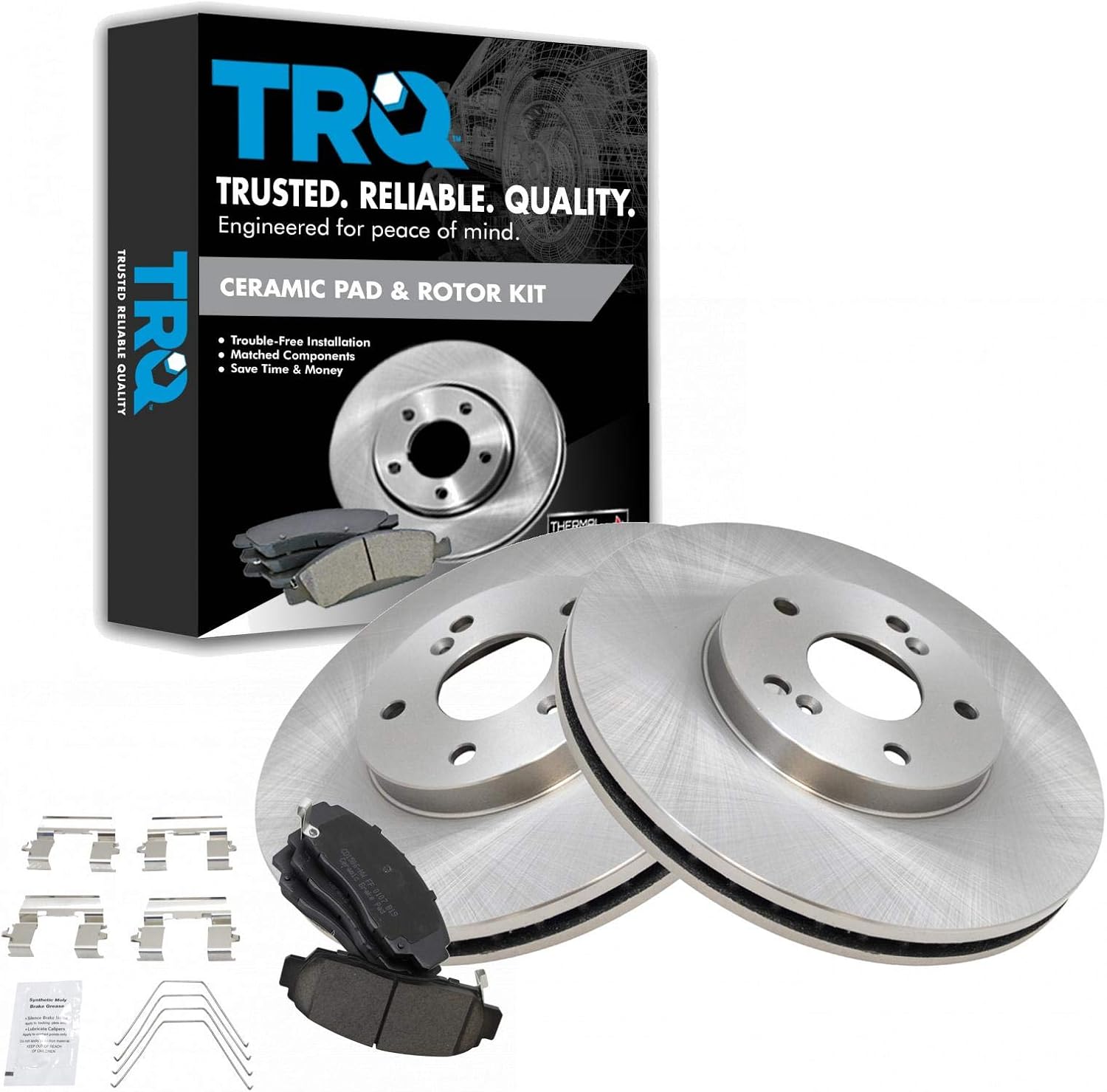 TRQ Front Premium Posi Ceramic Brake Pad & Rotor Kit Set for Acura TSX Accord