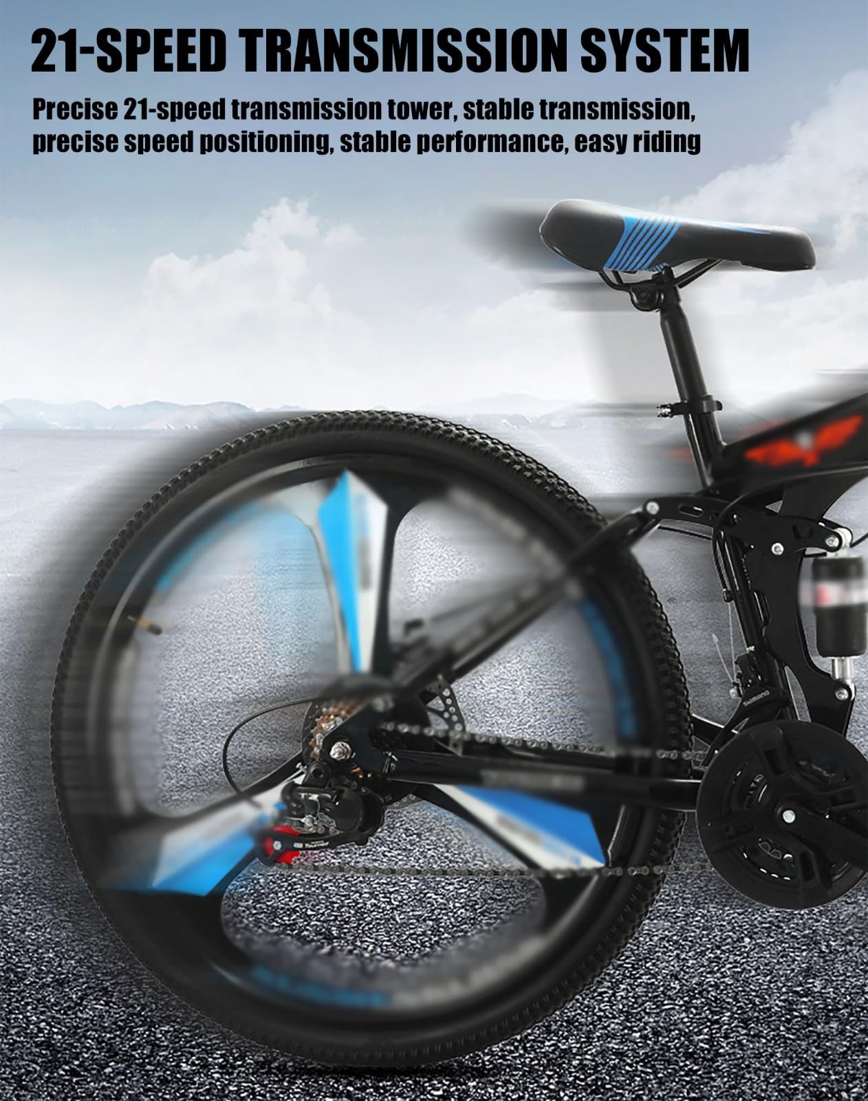 Vélo De Montagne Pliable 24"/26" À Double Suspension, 21 Vitesses, Cadre en Acier À Haute Teneur en Carbone, pour Adultes, Hommes, Femmes Et Adolescents
