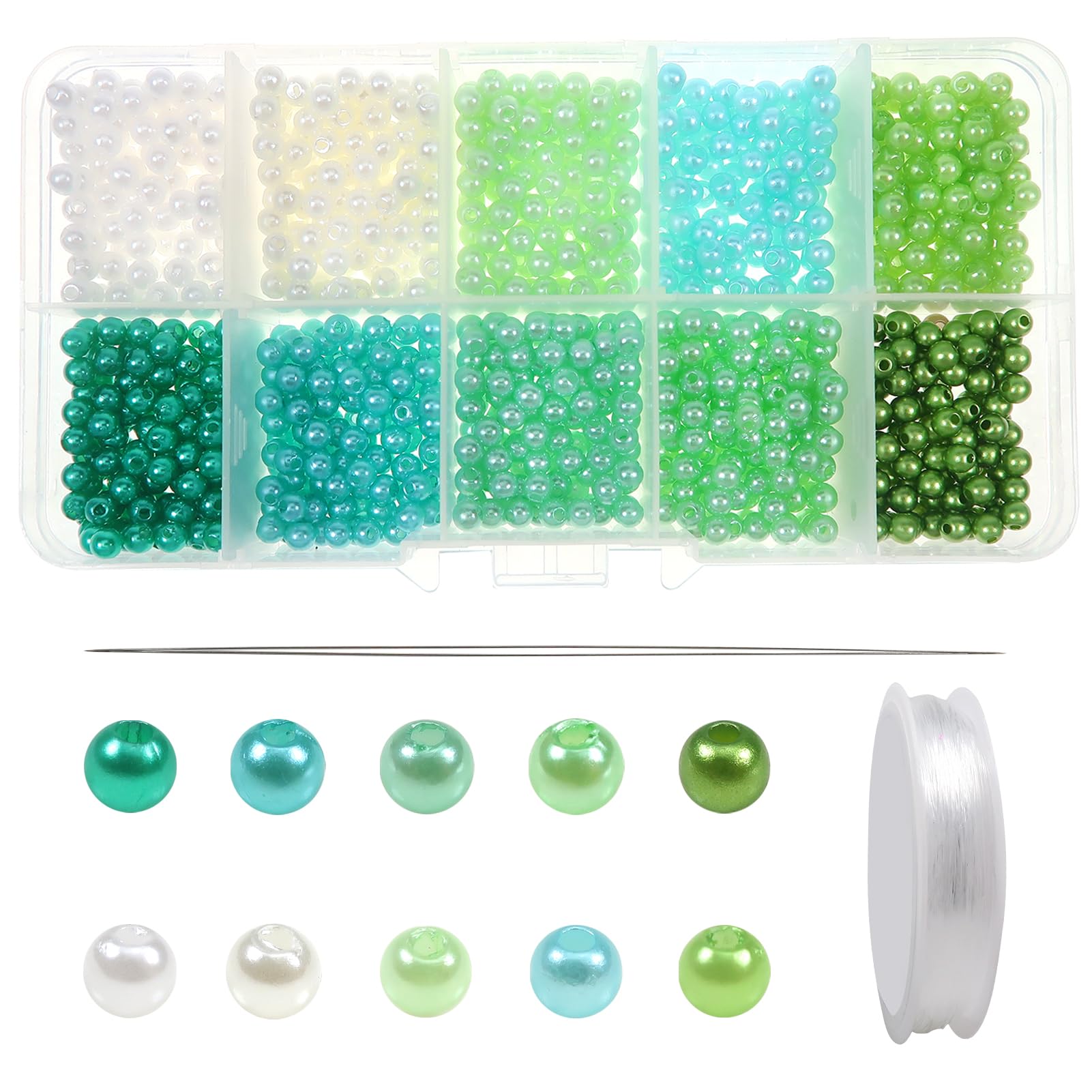 Witte knutselkralen, plastic, 6 mm diameter, 1100 stuks