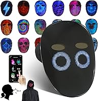 Vista 26 de Máscara LED con detección de gestos, máscara de luz para niños, hombres y mujeres, máscara LED de Halloween para disfraz y fiesta de cosplay