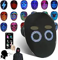 Máscara de LED com sensor de gestos, máscara iluminada e brilhante, aplicativo programável, exibição de padrões personalizados e reconhecimento de voz