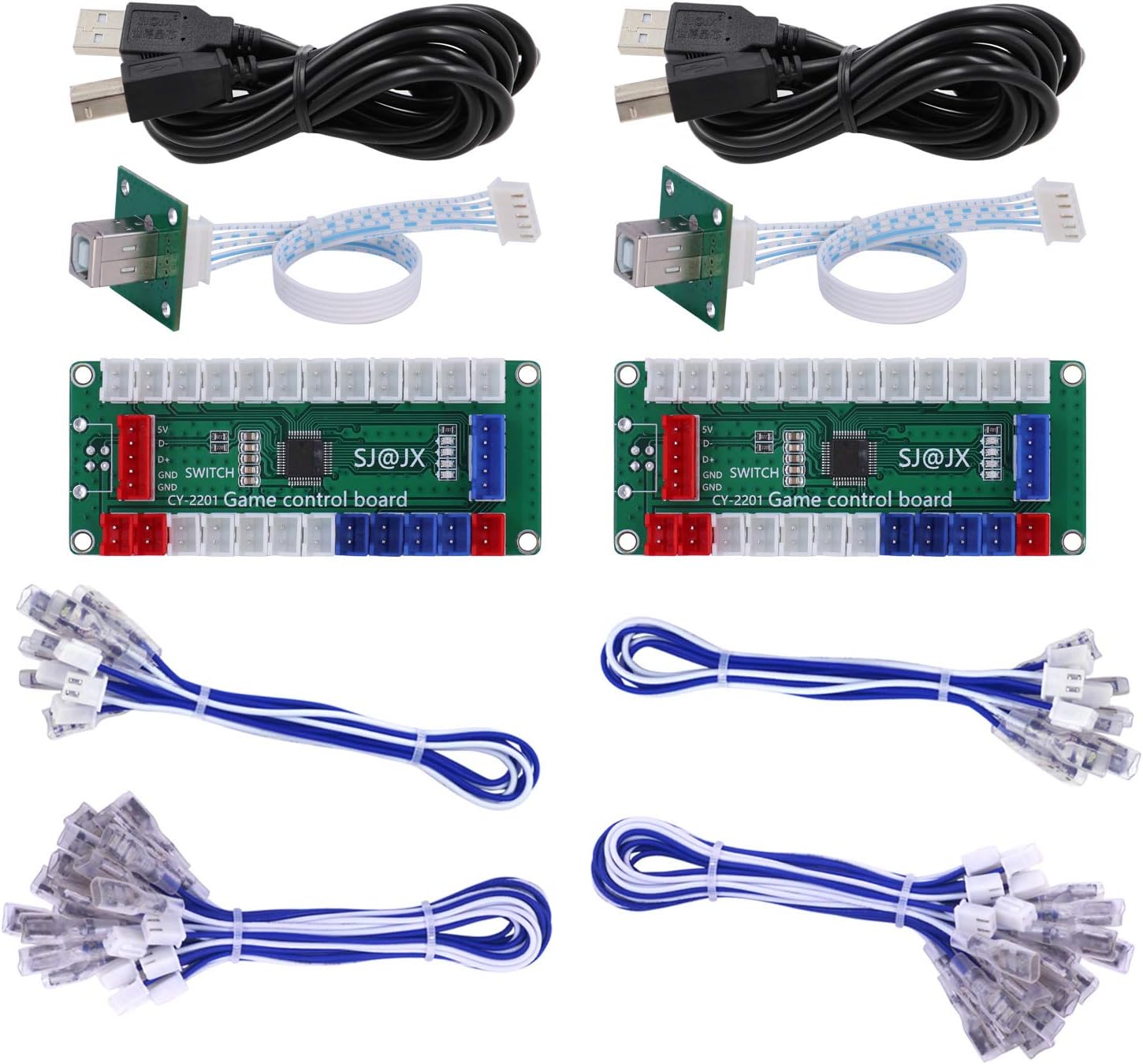 SJ@JX Arcade Game USB Encoder Zero Delay 2 Player Gamepad Button Joystick Controller for Nintendo Switch PC PS3 Raspberry Pi MAME