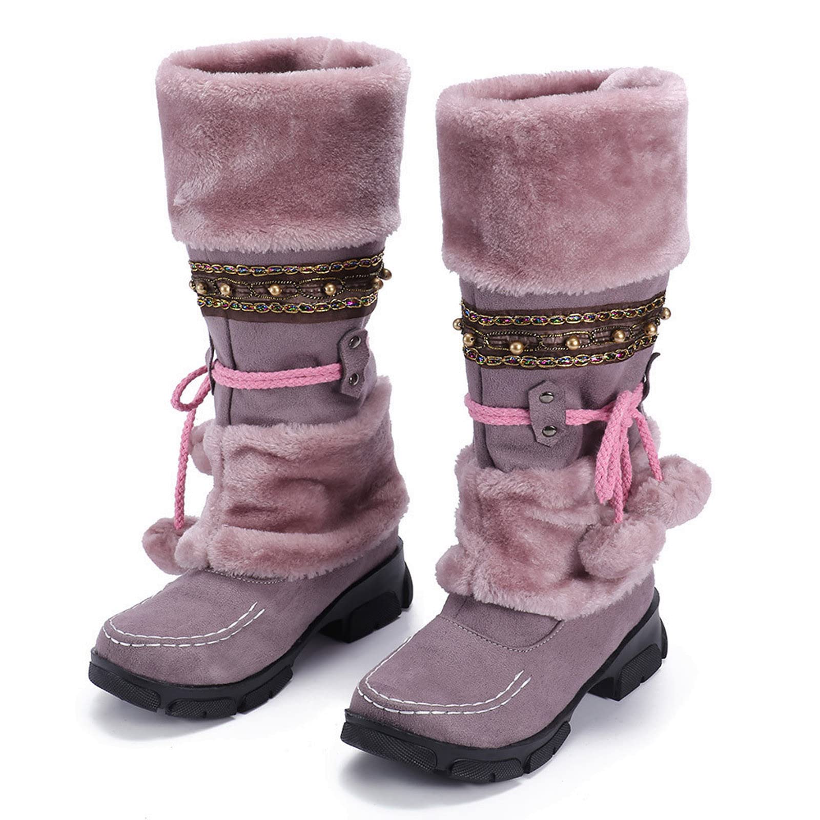 Donna Snow Heels Keep Booties Hairball Toe Warm Middle Round Shoes Stivali Alti da Donna Slip- Stivaletti Gomma Donna Stivali Donna Gomma