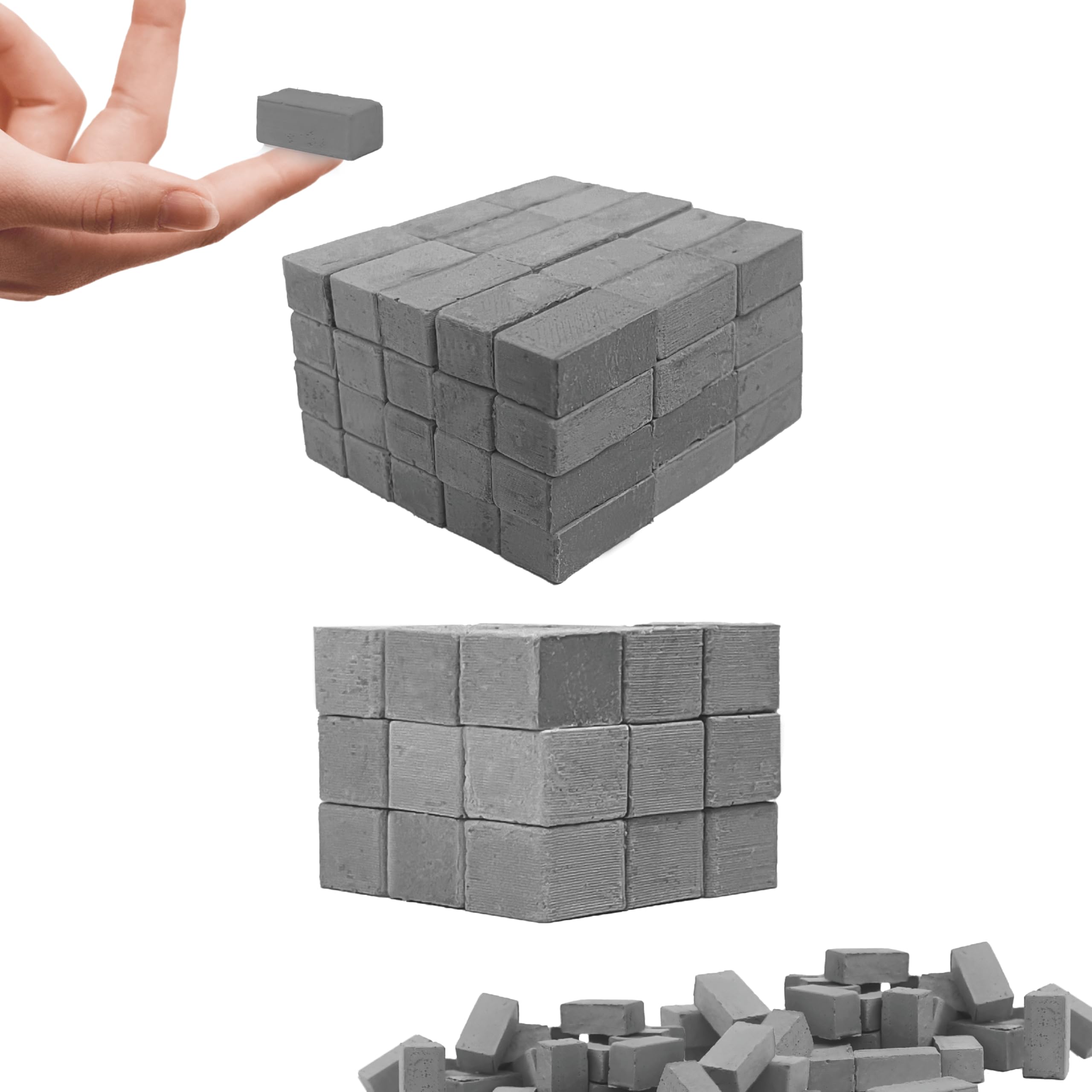 Little Sparrow 90 Miniature Bricks & 20 Half Bricks– Mini Bricks, Realistic Mini Cement Bricks for Dollhouses, Model Making, Crafts & DIY Projects | (Grey)-image-17