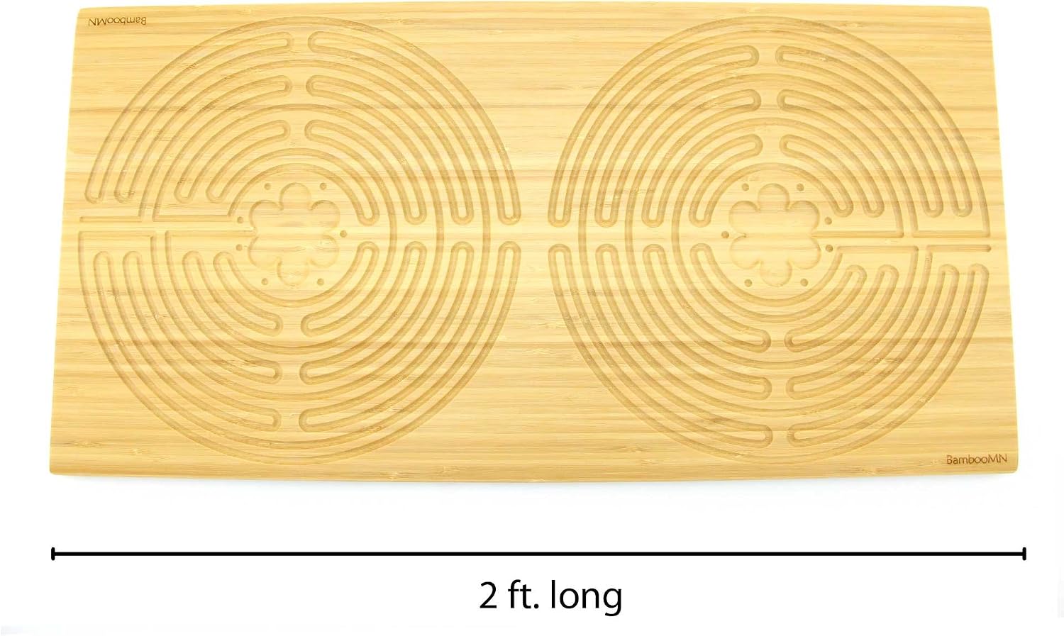 BambooMN 25" x 12.5" Bamboo Double Finger Labyrinth for Meditation and Prayer, 11 Circuit Chartres Style, 1 Unit