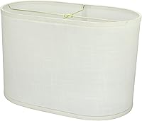 Vista 3 de Aspen Creative 37051A lámpara de araña de construcción en forma de campana dura de transición ovalada en tela de lino blanco desvanecido, 16 1/2