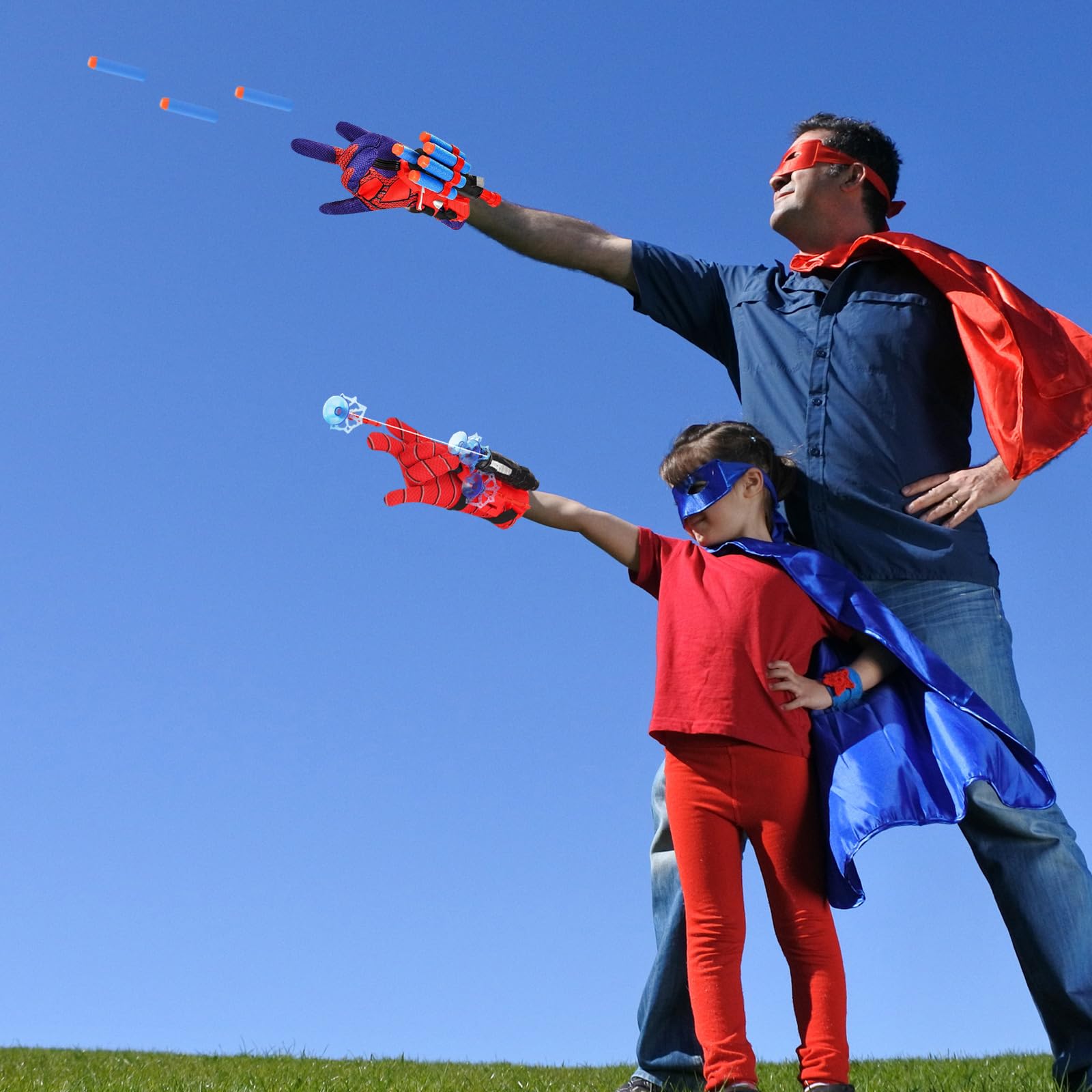 2 Set Gant de Lanceur Spider,Lanceur de héros Gants,jouets de poignet lanceur de héros,Launcher Gant de Cosplay en Plastique,Garcon Fille Cadeau pour Anniversaire Fête d'anniversaire Halloween