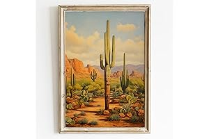 Abstract Desert Poster Canvas Prints - Desert Landscape Print with Unique Cactus,...