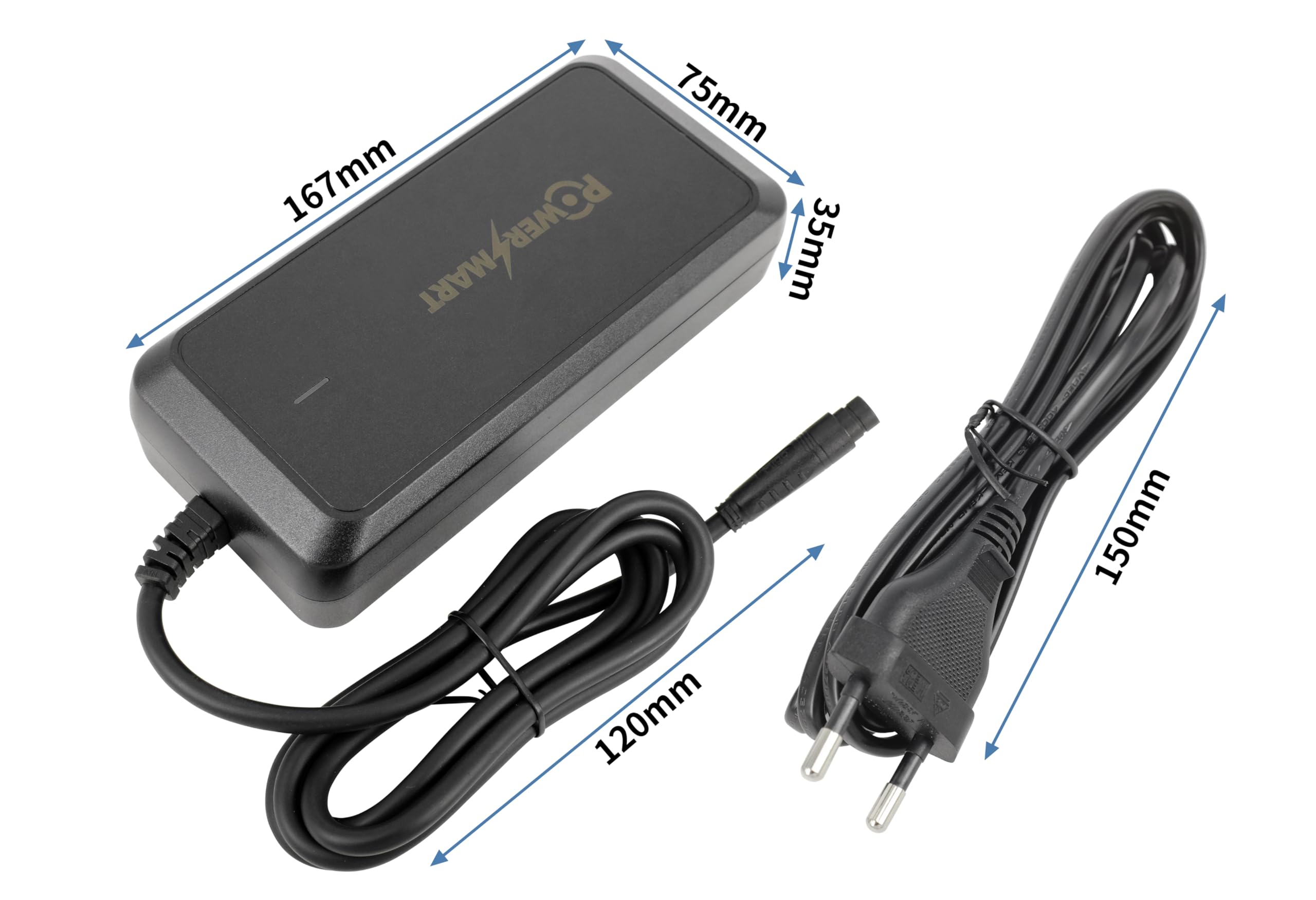 PowerSmart Chargeur 42 V 4 A pour Batteries Lithium-ION 36 V, Compatible avec Le vélo électrique FEU Vert E-Rox (Batterie 36 V IMP 3 Broches)