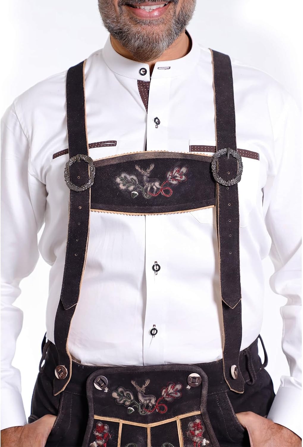 Bavarian Suspenders for men | Authentic Lederhosen suspenders with buckles for Oktoberfest Costume