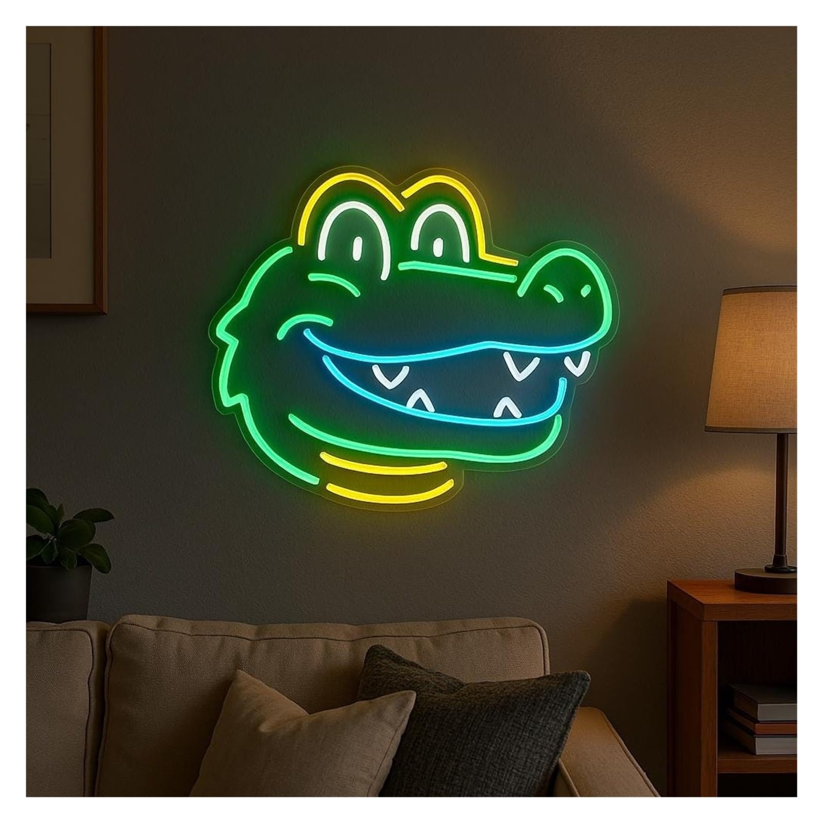 Xenite Style A Hanging Art Neon Signs Crocodile Led Light Neon Sign, Suitable For Bedroom, Salon, Bar, Shop Decor 48Cm