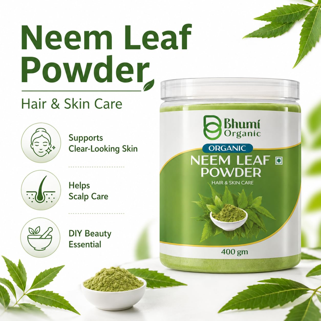 Neem Leaf Powder for Hair and Skin Care, 400 gm — Amazon image 2