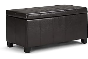 SIMPLIHOME Dover Rectangle Lift Top Storage Ottoman Coffee Table