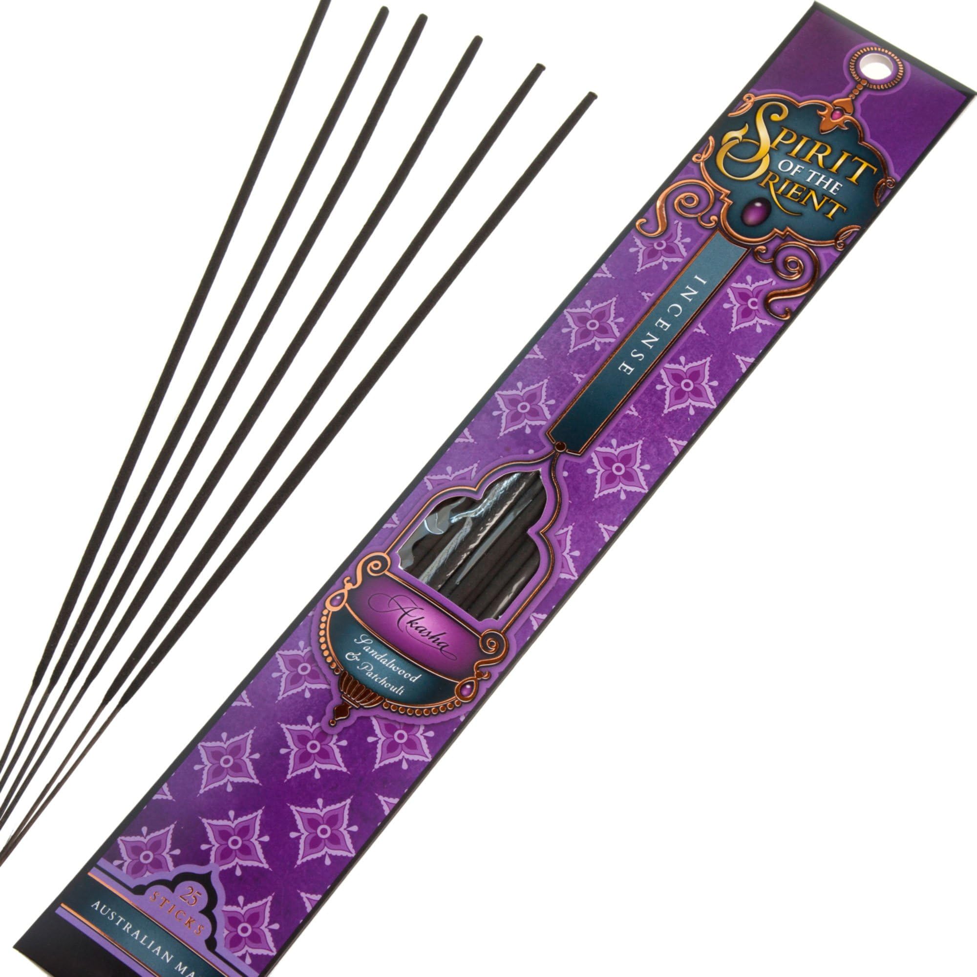 Spirit of the Orient Akasha Incense - 25 x 1 Hour Sticks, Cruelty Free & Vegan, Phthalate-Free Fragrance