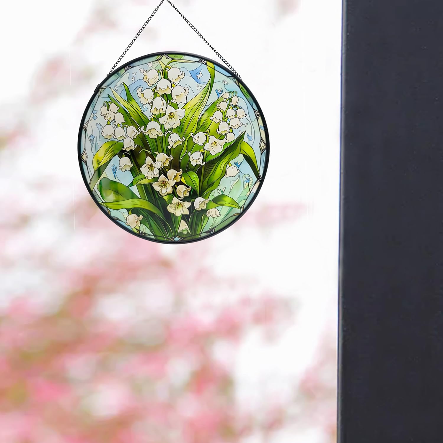 Lily of Valley Suncatcher Hanging, 7.9'' Stained Glass Window Hanging White Flower Sun Catchers, Floral Decor for Anniversary Love Gifts, Wedding Gifts, Housewarming Gift - Image 4