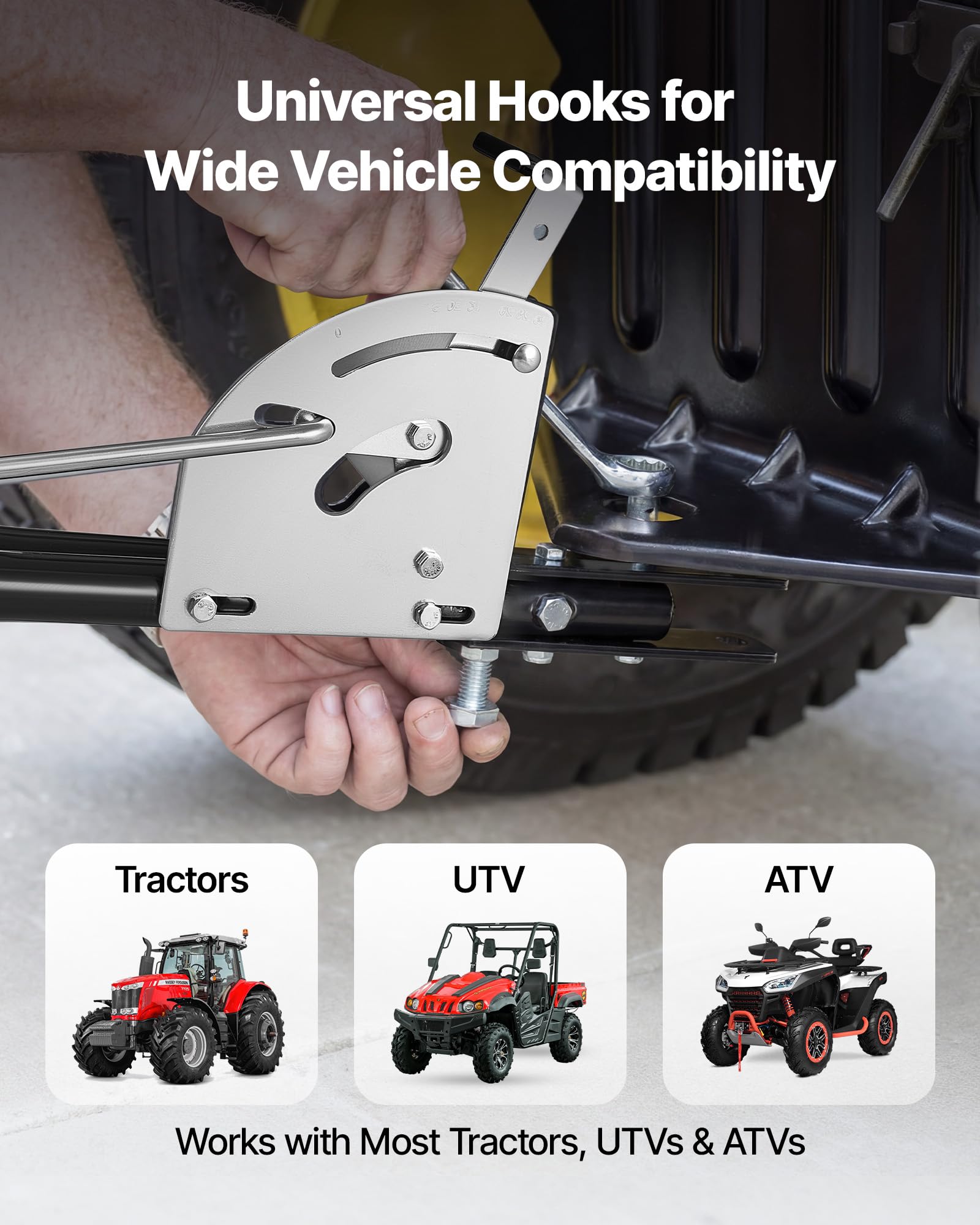 VEVOR Épandeur Engrais Tracté 45 kg Épandeur à Semence à Remorquer avec Aérateur Gazon, Semoir pour Graines, Sel, Compatible avec VTT UTV, Largeur Épandage 81 cm, avec Attelage Universel, Roue 25,4 cm