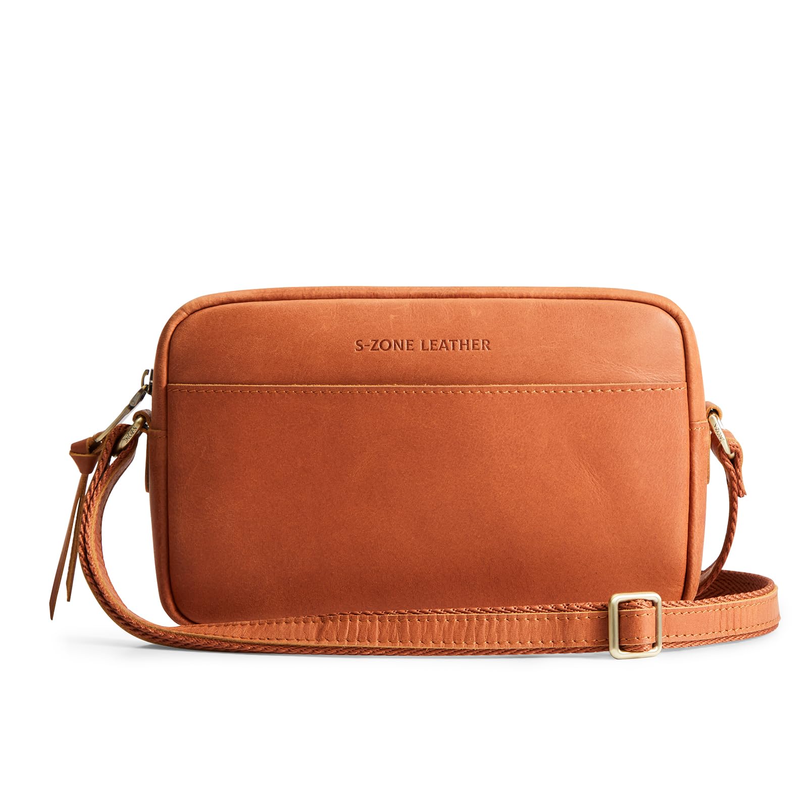 S-ZONE Crossbody Bags for Women Top Grain Leather Shoulder Handbags Camera Bag Purse Adjustable Strap Travel Daily Gift