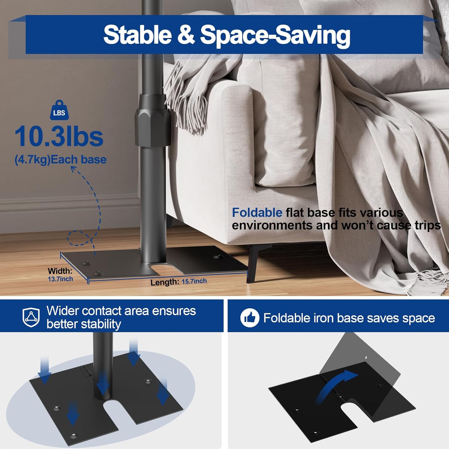 EMART Backdrop Stand Heavy Duty 10x10FT, Pipe and Drape Photo Background Photography Kit, Adjustable Metal Frame with Flat Base for Wedding Birthday Party Decoration-Black