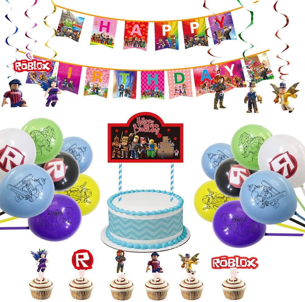Roblox Party Decoration 48 Pieces Game Birthday Decoration Happy ...