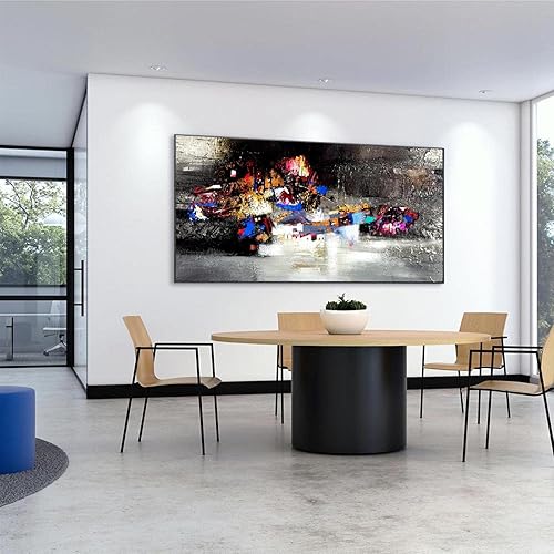 Miniatura 2 de HYFBH Murales abstractos pinturas al óleo con textura colorida gris póster de pared pintura en lienzo para sala de estar decoración del hogar 315 x