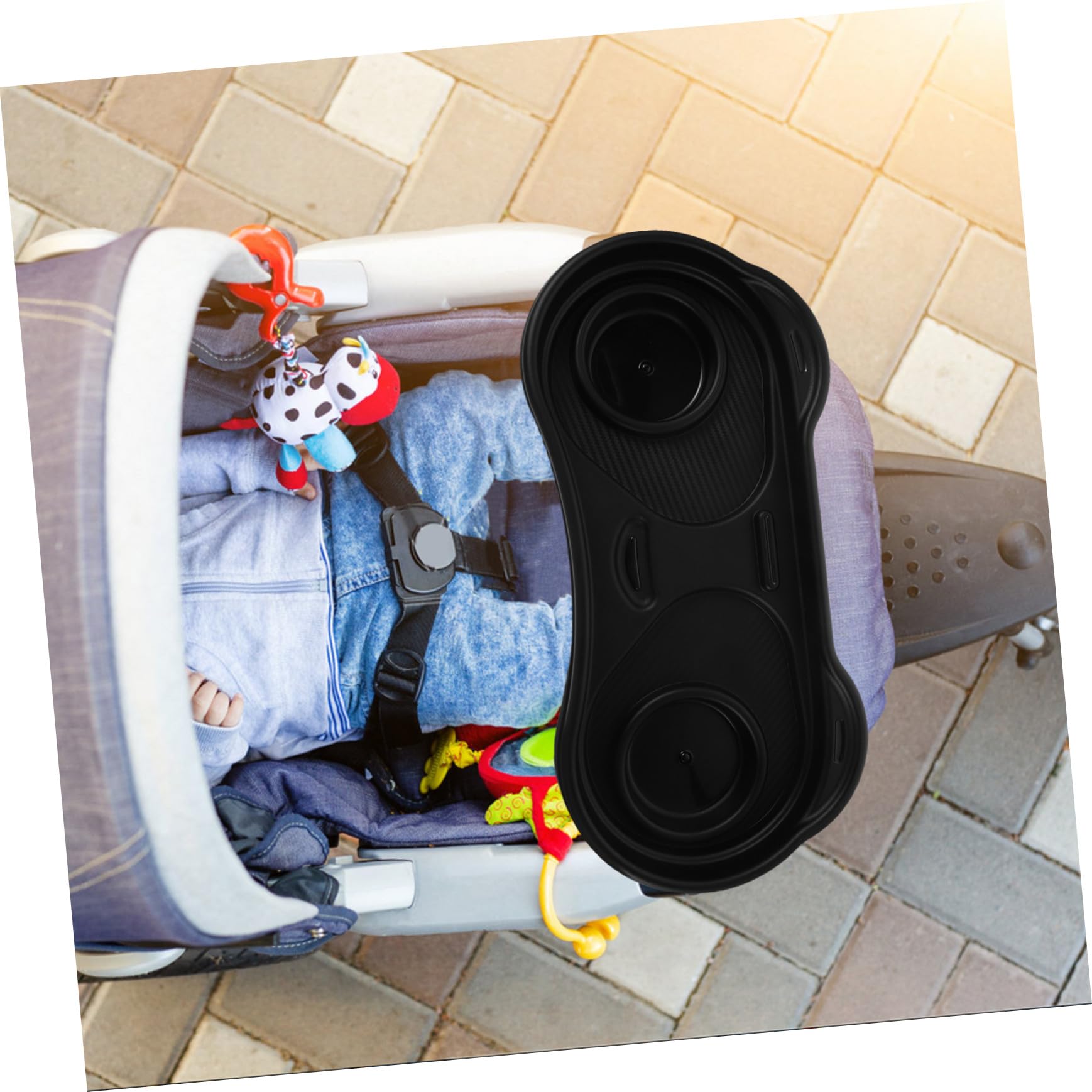 POPETPOP Vassoio Per Snack Staccabile Per Passeggino in Plastica Con Area Per Bicchiere Per Bevande Adatto Per Passeggini Carrozzine e Girelli Facile Da Pulire e Antiscivolo