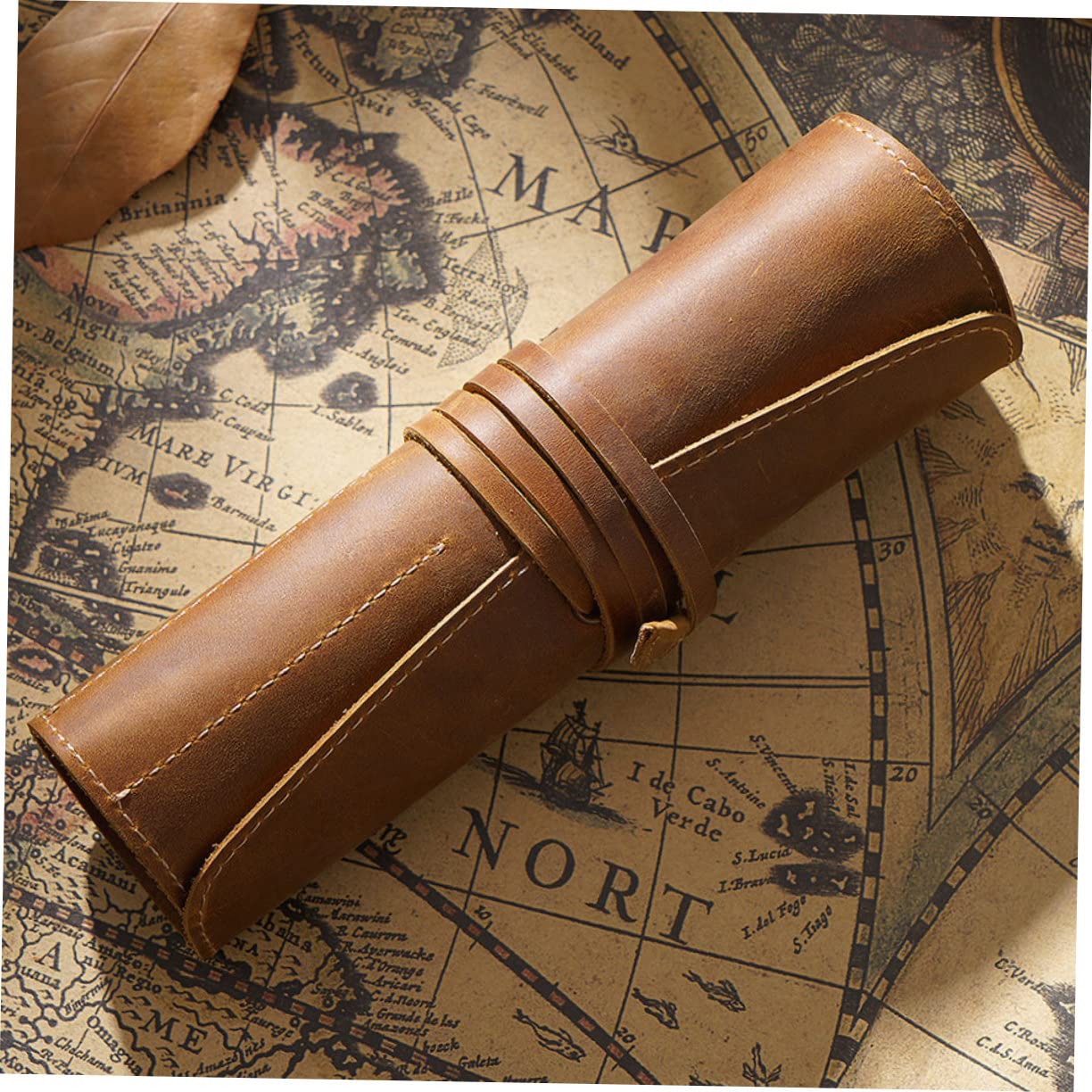 SHOWERORO Estuche Vintage De Cuero para Bolígrafos Diseño Retro Portaminas Bolsa De Lápices Estuche De Pluma