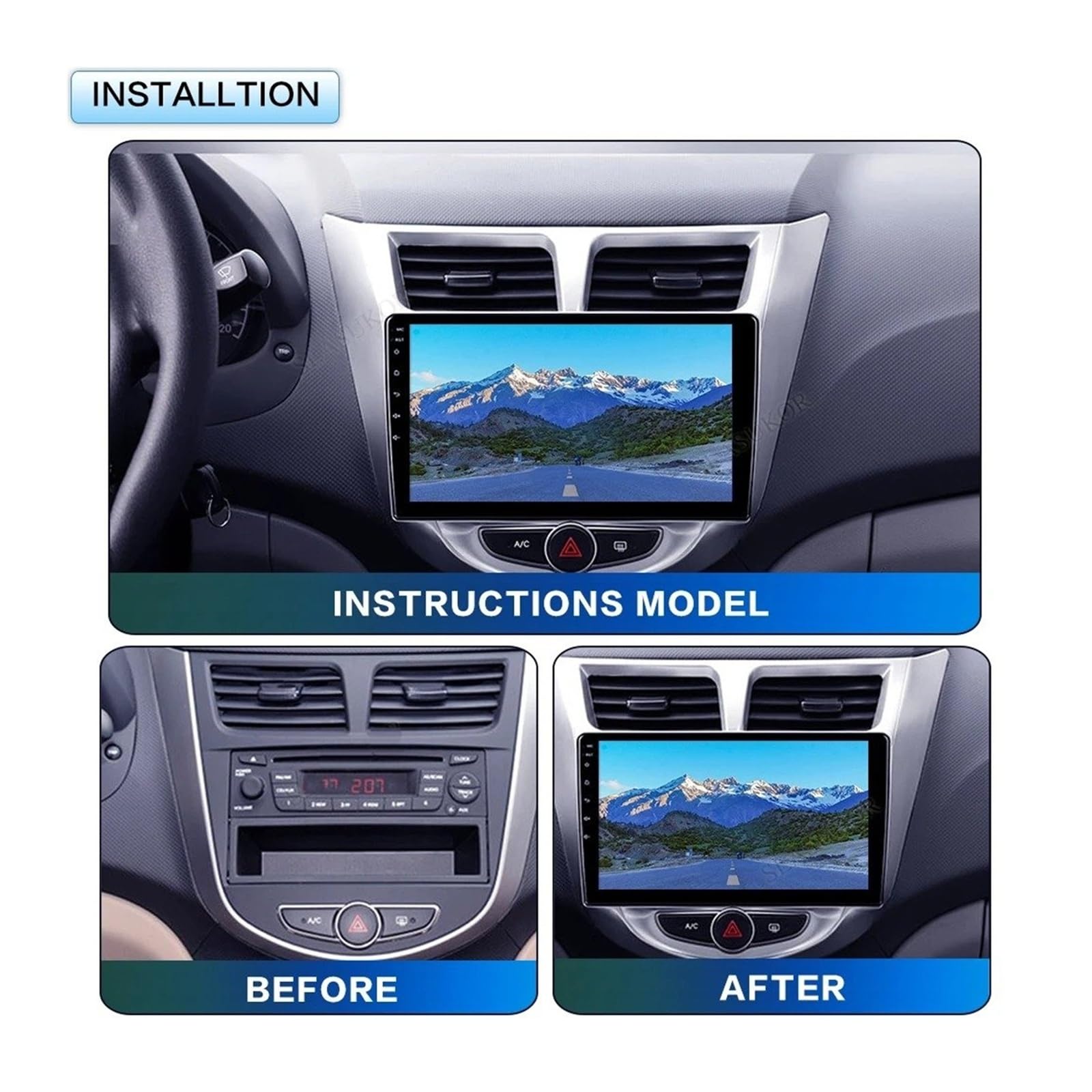 Fascia Marco 7/9/10 Pulgadas para Hyundai para Solaris para Accent I25 2010-2016 Panel Salpicadero Radio Coche Marco Manga Alambre Kit Montaje Tablero Juego Panel Radio