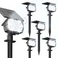 VOLISUN Solar Spotlight Outdoor, IP67 Waterproof Solar Landscape Spot Lights，Uplights for Yard Garden Pathway - 6 Pack (Cool White) 27 LED 3 Lighting Modes