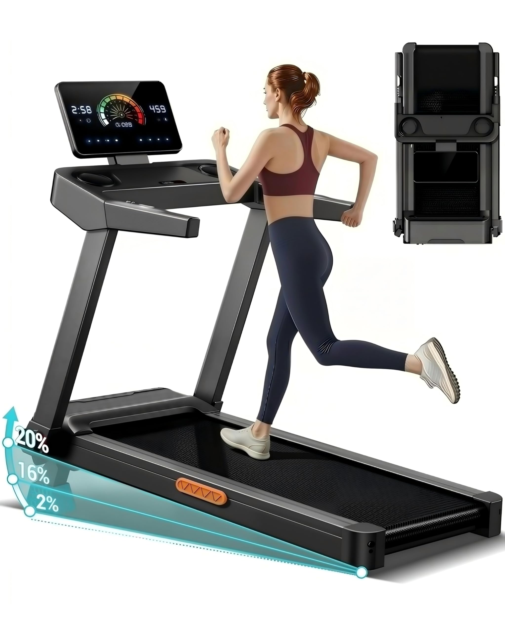 CURSOR FITNESS Foldable Treadmill for Home with 20% Incline