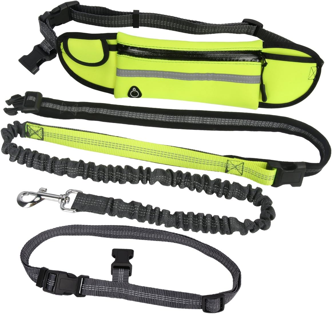 Lanvid SOBAKEN Scheam Hands Free Dog Leash with Pouch Adjustable Waist Belt for Running Training Walking