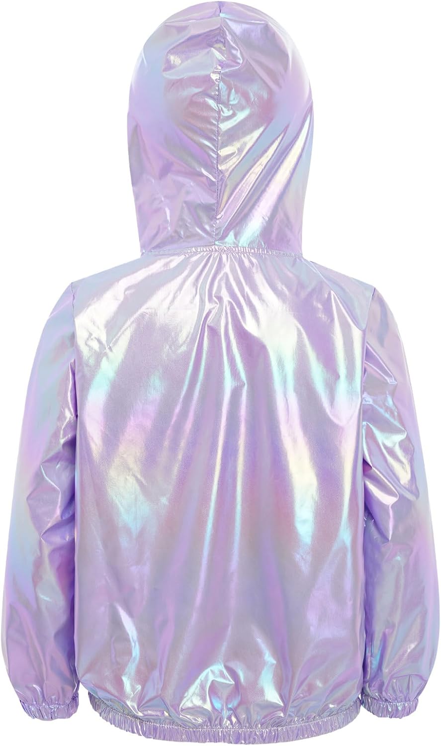 Kids Girls Metallic Zipper Hooded Jacket Long Sleeve Athletic Sweatshirt for Sports Running Camping Hiking