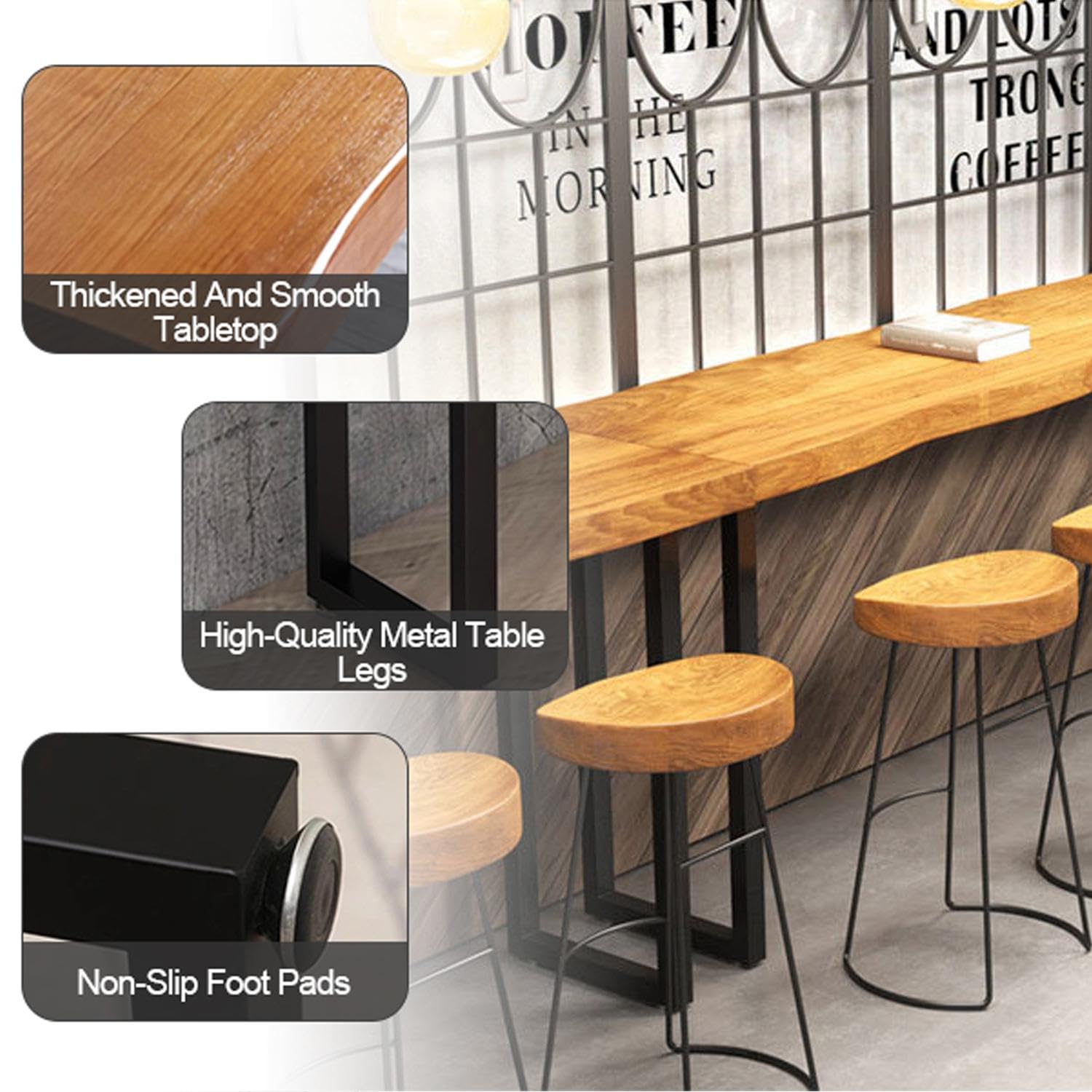 Mesas de barra de madera maciza, bares, restaurantes, bares, cafeterías, mesas, sillas, mesas altas,120cm