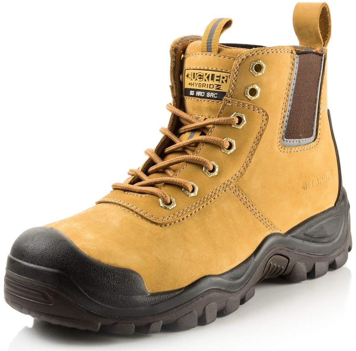BHYB2HY Anti-Scuff Safety Work Boots Tan Honey (Sizes 6-13) Mens Steel Toe Cap Trade Shoes