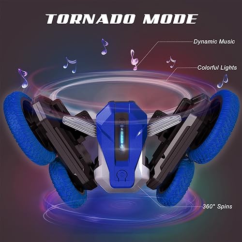 Miniatura 2 de Wsiyen Auto de control remoto para niños juguetes para niños de 6 7 8 9-14 años autos RC giratorios de doble cara de 360 auto de acrobacias de Azul,