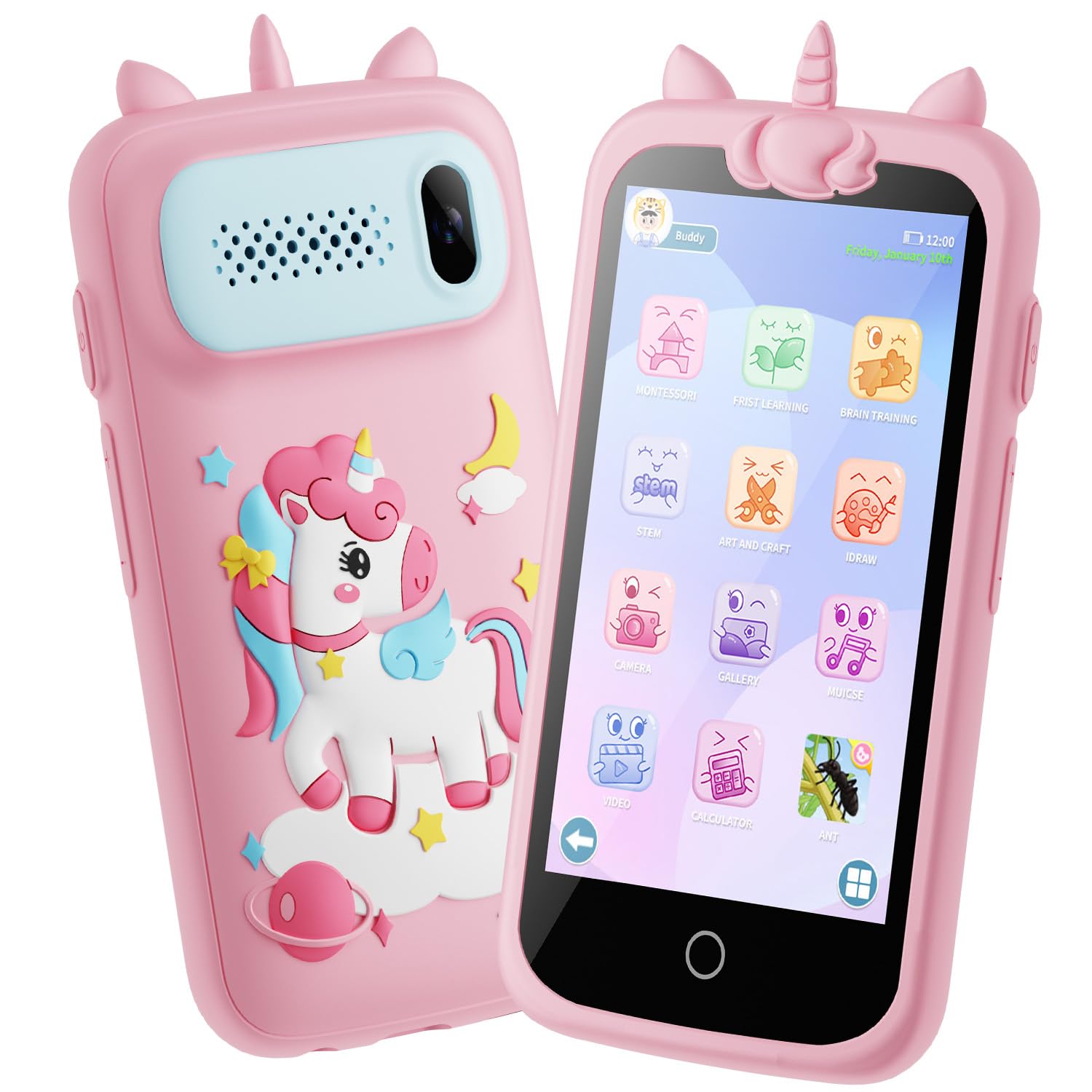 Cellulare Giocattolo, 3.97 "Touchscreen Fotocamera Bambini, regali di compleanno di Natale per ragazze età 3-12 bambini cameraphone, 8GB carta rosa