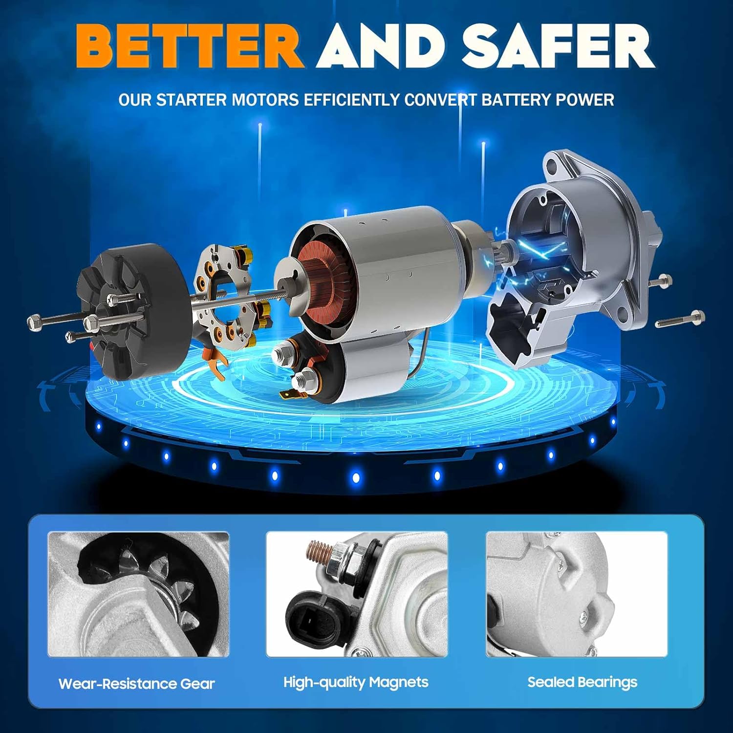 Starter Fit for Chrysler Grand Voyager 99 3.8L 00 3.3L, for Voyager 00-03 3.3L for Town Country 99-04 3.3L 3.8L, for Dodge Grand 99-03 3.3L 3.8L, for Caravan 99-04 3.3 3.8L, for Plymouth Voyager 99-00