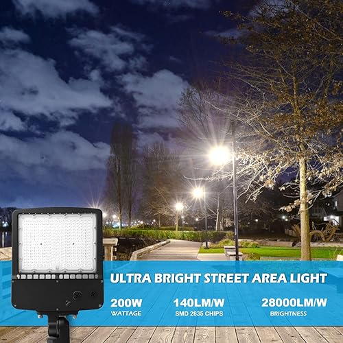Miniatura 6 de dephen Luz LED de estacionamiento de 200 W, poste para exteriores y montaje en pared, luz de inundación al aire libre 28000Lm 5700K Iluminación de