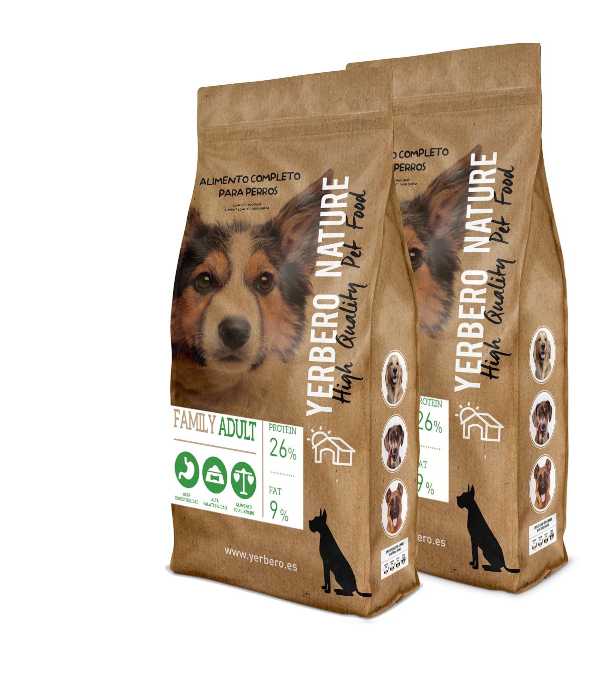 Yerbero Family Adult Comida para Perros con el 13% de Ahorro (Pack de 2 de 10 Kilos)