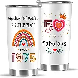 Presentes de aniversário de 50 anos para ela, presente de aniversário de 1975 para mulheres - presente de ano novo para mulheres de 1975 - presente fabuloso para mulheres, amigas, mães,